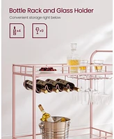 Slickblue Home Bar Serving Cart with 2 Mirrored Shelves, Wine Holders, Glass Holders, for Kitchen