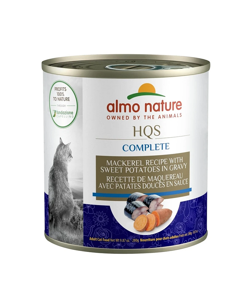 Almo Nature Hqs Complete Cat 12pk (9.87oz): Mackerel Recipe W/ Sweet Potatoes In Gravy