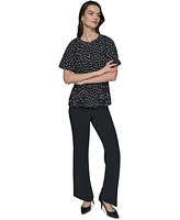 Karl Lagerfeld Paris Women's Printed Chiffon Pleated Top