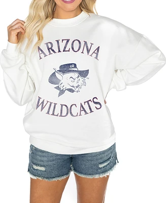 Gameday Couture Women's White Arizona Wildcats Good Vibes Premium Fleece Drop Shoulder Pullover Sweatshirt