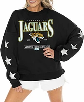 Gameday Couture Women's Black Jacksonville Jaguars Rhinestone Star Sleeve Settle the Score Tri-Blend Pullover