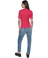 Karl Lagerfeld Paris Women's Johnny Collar Ribbed Sweater