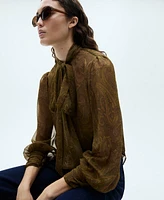 Mango Women's Bow Printed Blouse