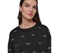 Karl Lagerfeld Paris Women's Script Logo Crewneck Sweatshirt