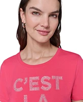 Karl Lagerfeld Paris Women's C'est La Vie Rhinestone Tee
