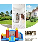 Gymax Inflatable Bounce House Slide Jumping Castle Soccer Goal Ball Pit Without Blower