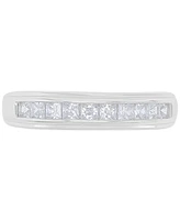 Cubic Zirconia Princess Cut Channel Bridal Set Sterling Silver