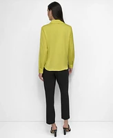 Dkny Petite Chiffon Yoke Button-Front Shirt