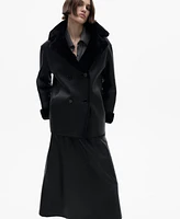 Mango Women's Double-Breasted Leather Coat