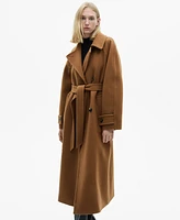 Mango Women's Belted Woolen Coat