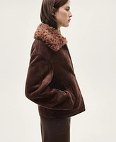 Mango Women's Suede-Effect Shearling Collar Jacket