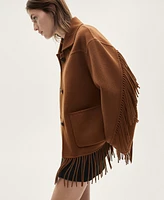 Mango Women's Fringed Wool-Blend Jacket