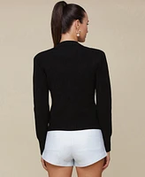 Avec Les Filles Women's Button-Front Rib-Knit Cardigan