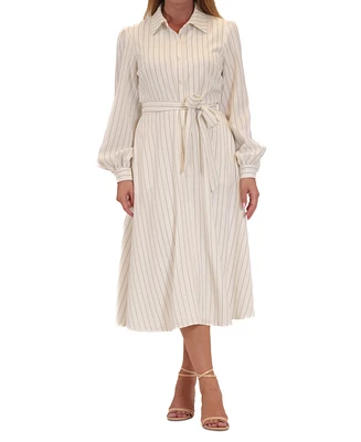 julia jordan Women's Collared Button-Front Belted Shirtdress