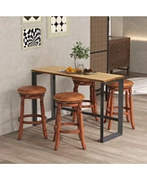 Gouun 29 Inch Swivel Bar Stool Set of 2 with Upholstered Seat and Rubber Wood Frame-29 inches