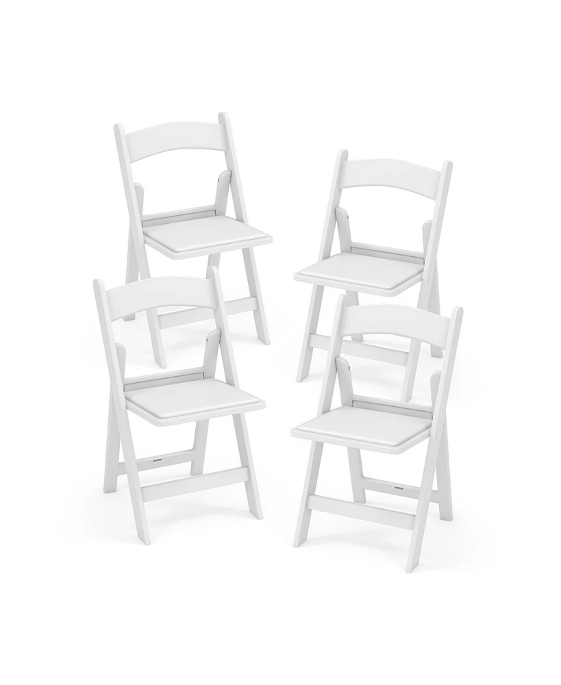 Gouun 4 Pack Resin Folding Chairs with Padded Seat