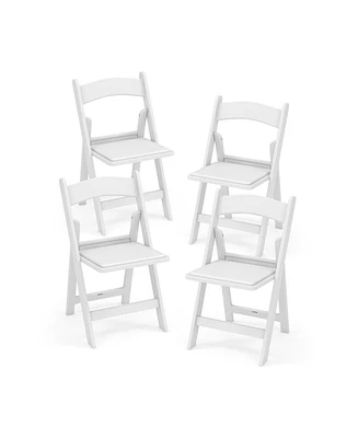 Gouun 4 Pack Resin Folding Chairs with Padded Seat