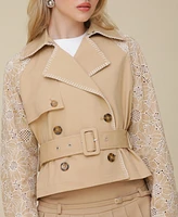 Avec Les Filles Women's Cropped Combo Trench Jacket