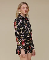 Avec Les Filles Women's Cotton Cropped Printed Jacket