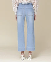 Avec Les Filles Women's Wide-Leg Double-Button Jeans