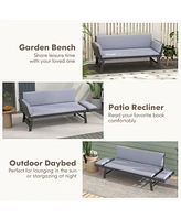 Gouun Outdoor Convertible Sofa Daybed with Adjustable Armrests for Balcony