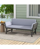 Gouun Outdoor Convertible Sofa Daybed with Adjustable Armrests for Balcony