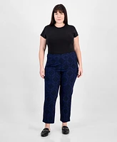 Jm Collection Plus Printed Jacquard Pants, Exclusively at Macy's