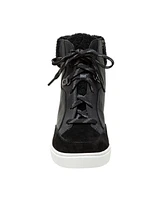 Linea Paolo Arden Faux Shearling Trimmed Wedge Sneakers