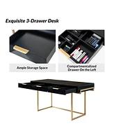 Guillen Modern Desk Swith Built Outlet with 3 Drawer