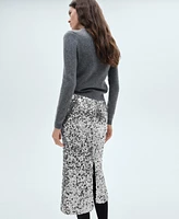 Mango Women's Sequin Midi Skirt