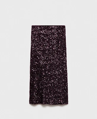 Mango Women's Sequin Midi Skirt