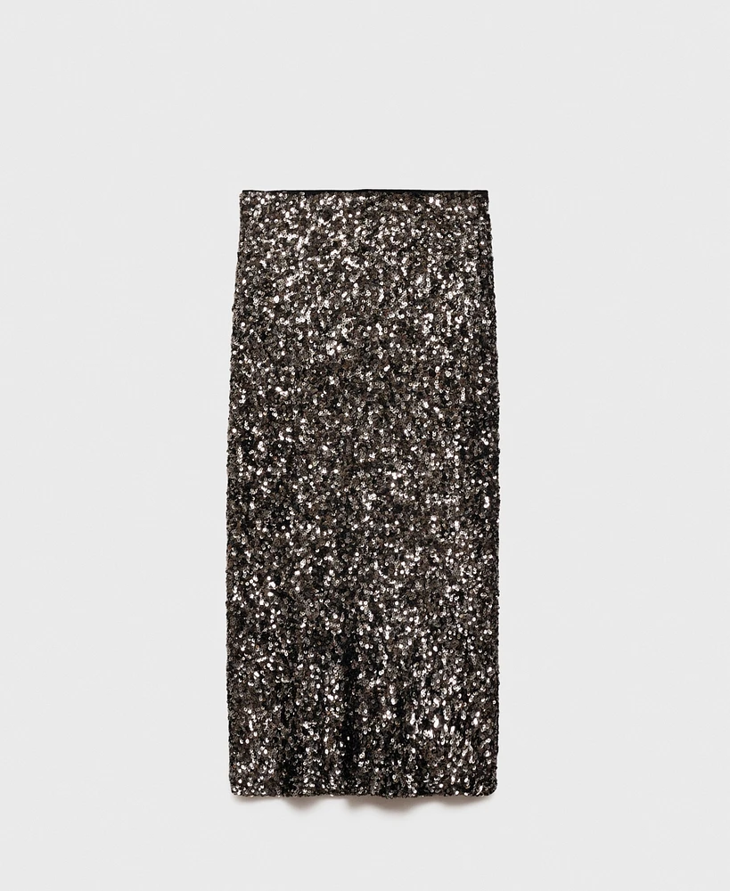 Mango Women's Sequin Midi Skirt