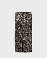 Mango Women's Sequin Midi Skirt