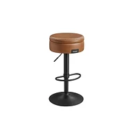 Slickblue 360° Swivel Bar Stool Height Adjustable Barstool with Built-In Storage for Modern Convenience