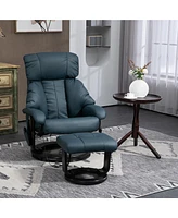 Homcom Massage Recliner Chair with Footstool, 360° Swivel Recliner,