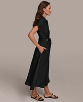 Donna Karan New York Women's Grommet-Trim Belted Dress