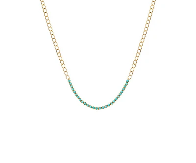 Turquoise Tennis Necklace 14K