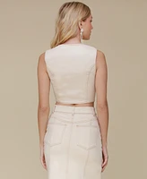 Avec Les Filles Women's Square-Neck Corset Sleeveless Top