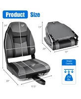 Costway 2 Pack High Back Folding Boat Seats with Sponge Cushion & Flexible Hinges