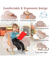Gouun Upholstered Toddler Rocker with Solid Wood Legs and Non-slip Foot Pads