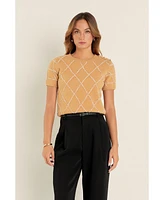 endless rose Women's Diamond Pattern Knit