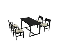 Gouun 4-Person Dining Table Set with Chairs and Bench-Irregular Design-4