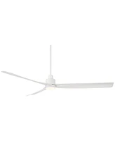 60" Sailplane Modern Industrial Indoor Outdoor Ceiling Fan 3 Blade Led Light Remote Control Matte White Finish Blades Bedroom Patio Living Room Kitche