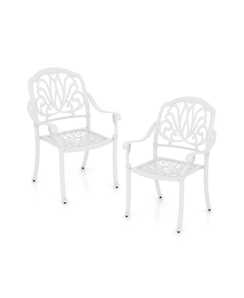 Gouun 2 Pieces Patio Cast Aluminum Dining Chairs with Armrests