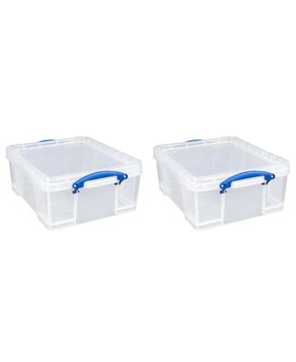 Really Useful Box 17L Storage Container with Lid and Clip Lock Handles, (2 Pack)