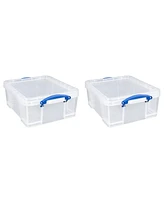 Really Useful Box 17L Storage Container with Lid and Clip Lock Handles, (2 Pack)