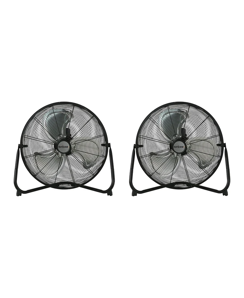 Hurricane Pro 20 Inch 3 Speed High Velocity Metal Floor Fan, Black (2 Pack)