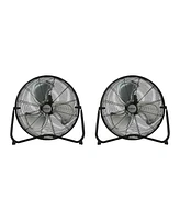 Hurricane Pro 20 Inch 3 Speed High Velocity Metal Floor Fan, Black (2 Pack)