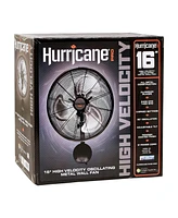 Hurricane 16 Inch Pro High Velocity Oscillating Metal Wall Mount Fan, Black