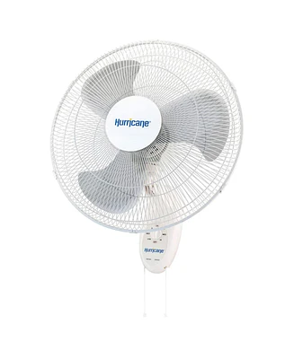 Hurricane Supreme 18 Inch 90 Degree Oscillating 3 Speed Wall Mounted Fan, White